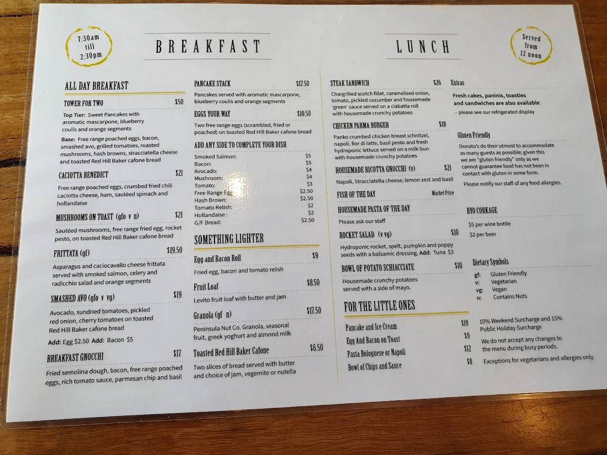 Menu, Donato