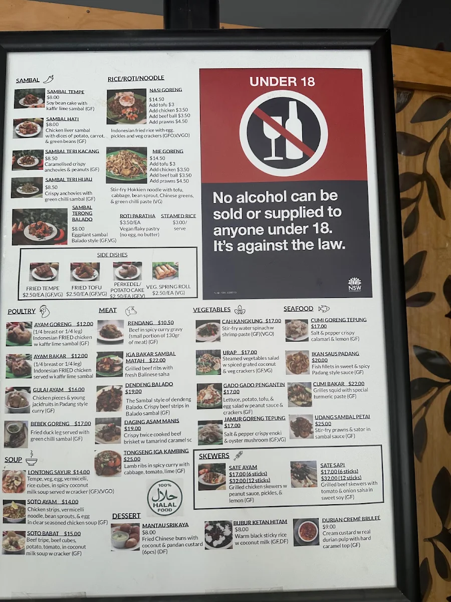 Menu, The Sambal