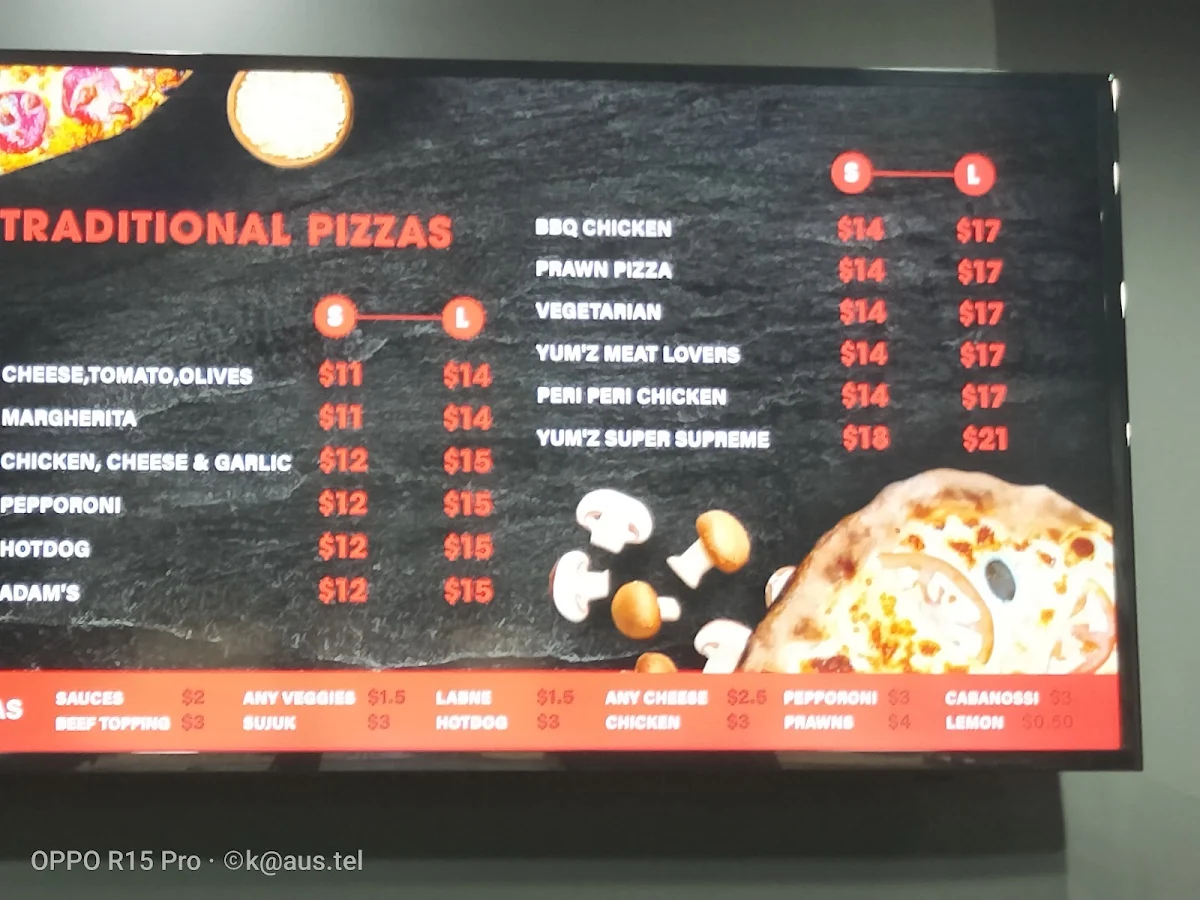 Menu, Yum Yum Bakery Punchbowl