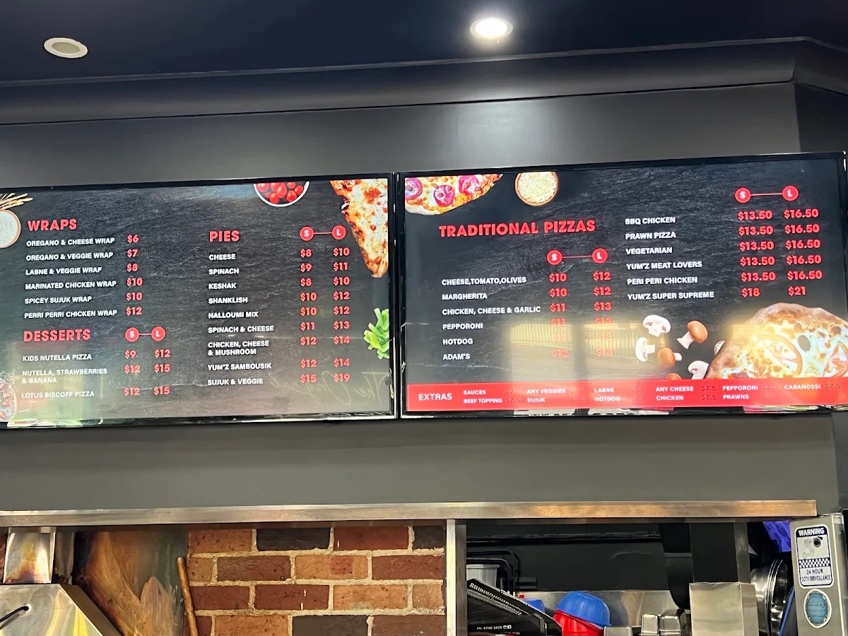 Menu, Yum Yum Bakery Punchbowl