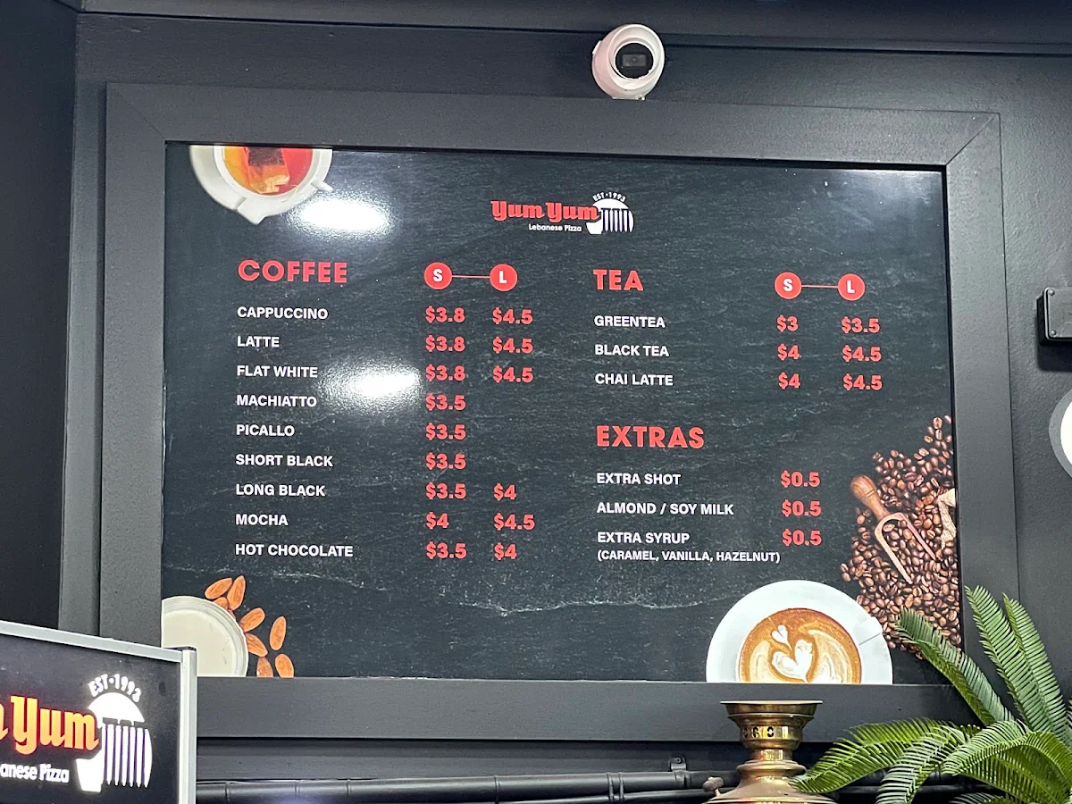 Menu, Yum Yum Bakery Punchbowl