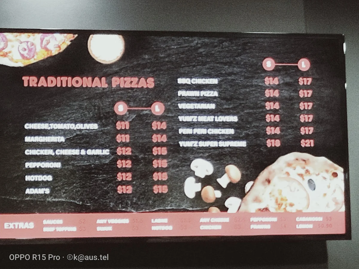 Menu, Yum Yum Bakery Punchbowl