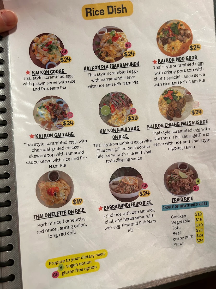 Menu, Mameek Thai Eatery