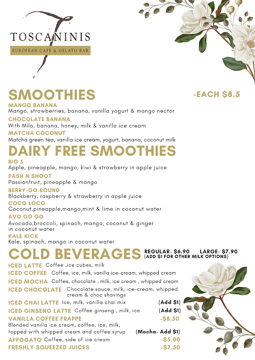 Menu, Toscanini's