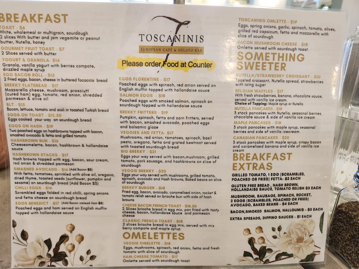 Menu, Toscanini's