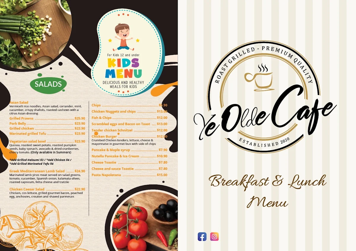 Menu, Ye Olde Cafe Minlaton