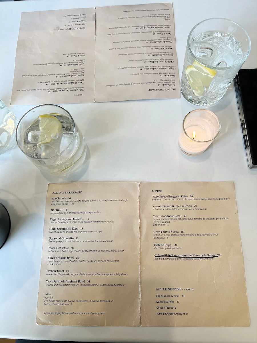 Menu, Yawn Coffee Project
