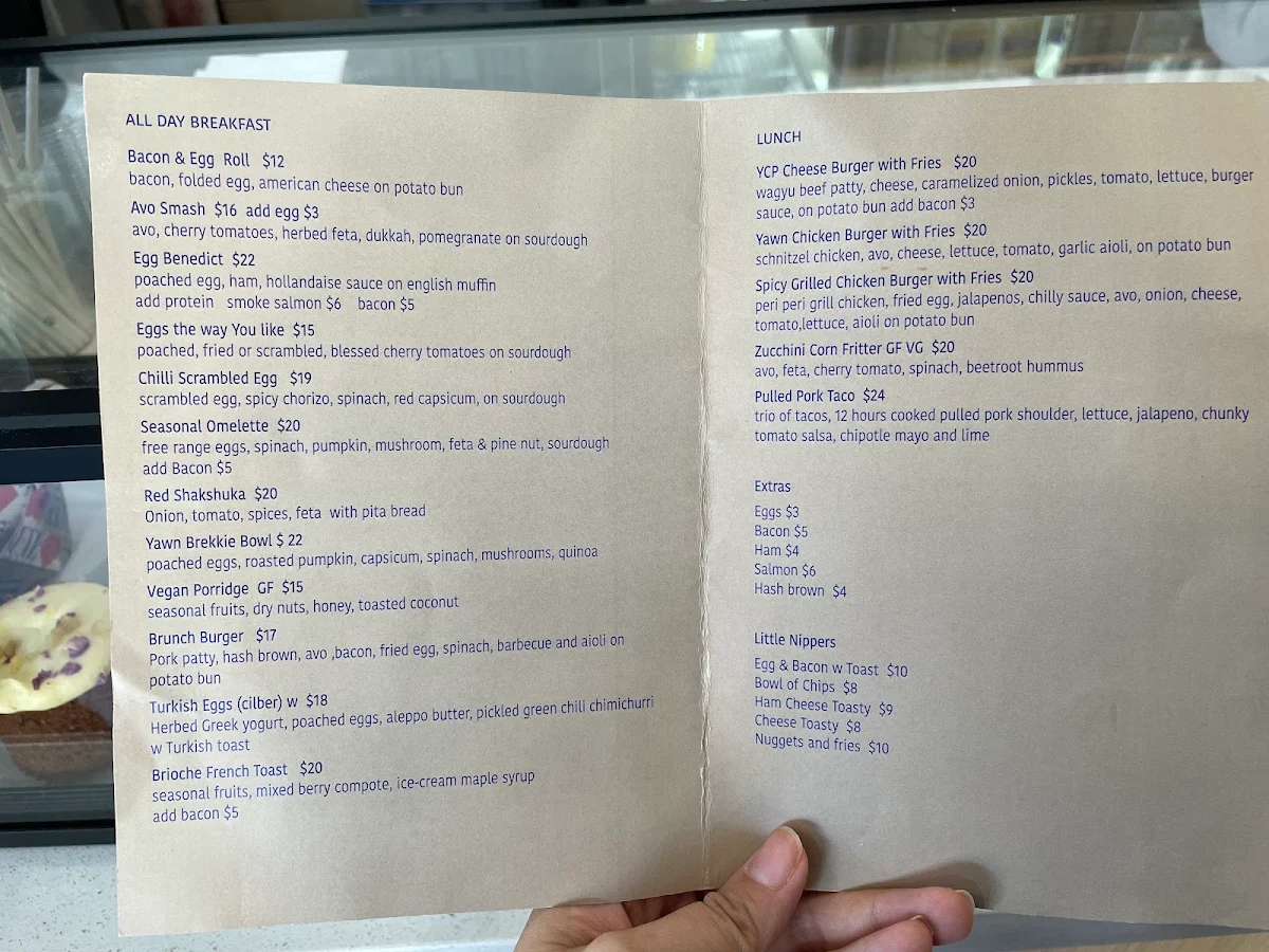 Menu, Yawn Coffee Project