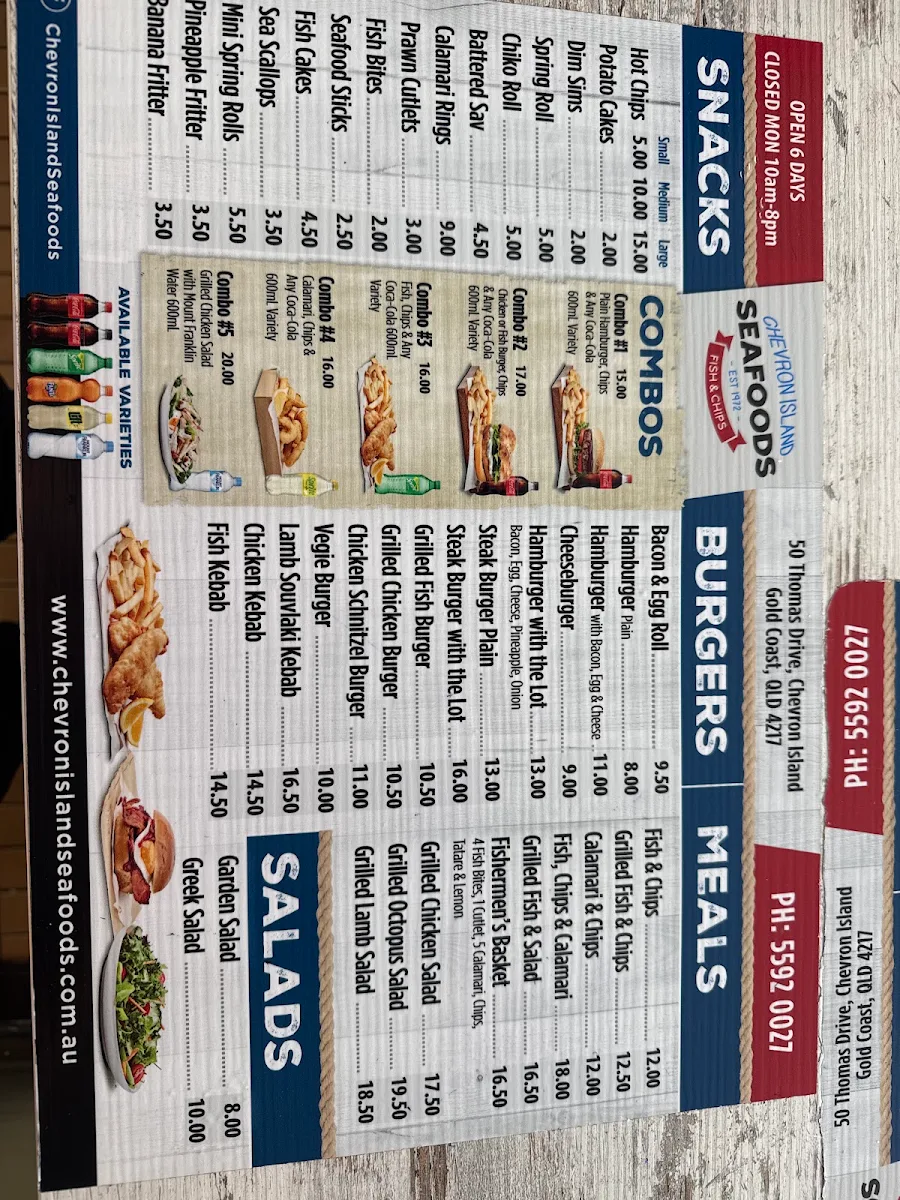 Menu, Chevron Island Seafoods