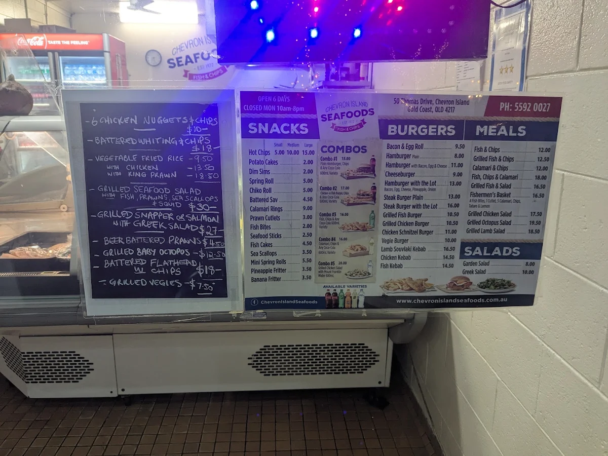 Menu, Chevron Island Seafoods