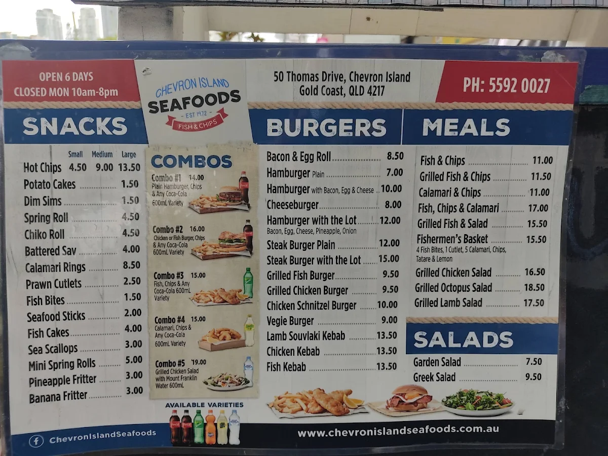 Menu, Chevron Island Seafoods