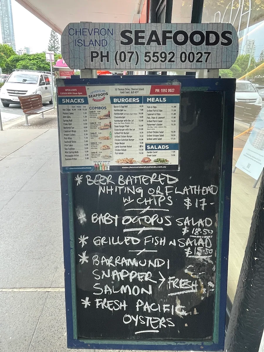Menu, Chevron Island Seafoods