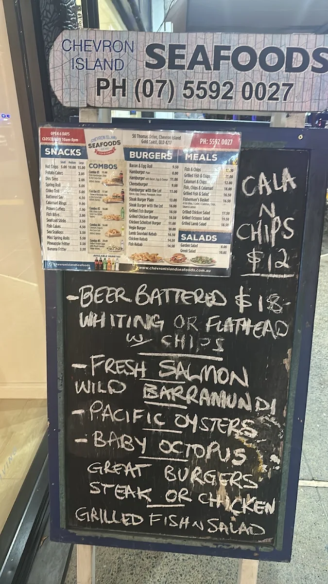Menu, Chevron Island Seafoods