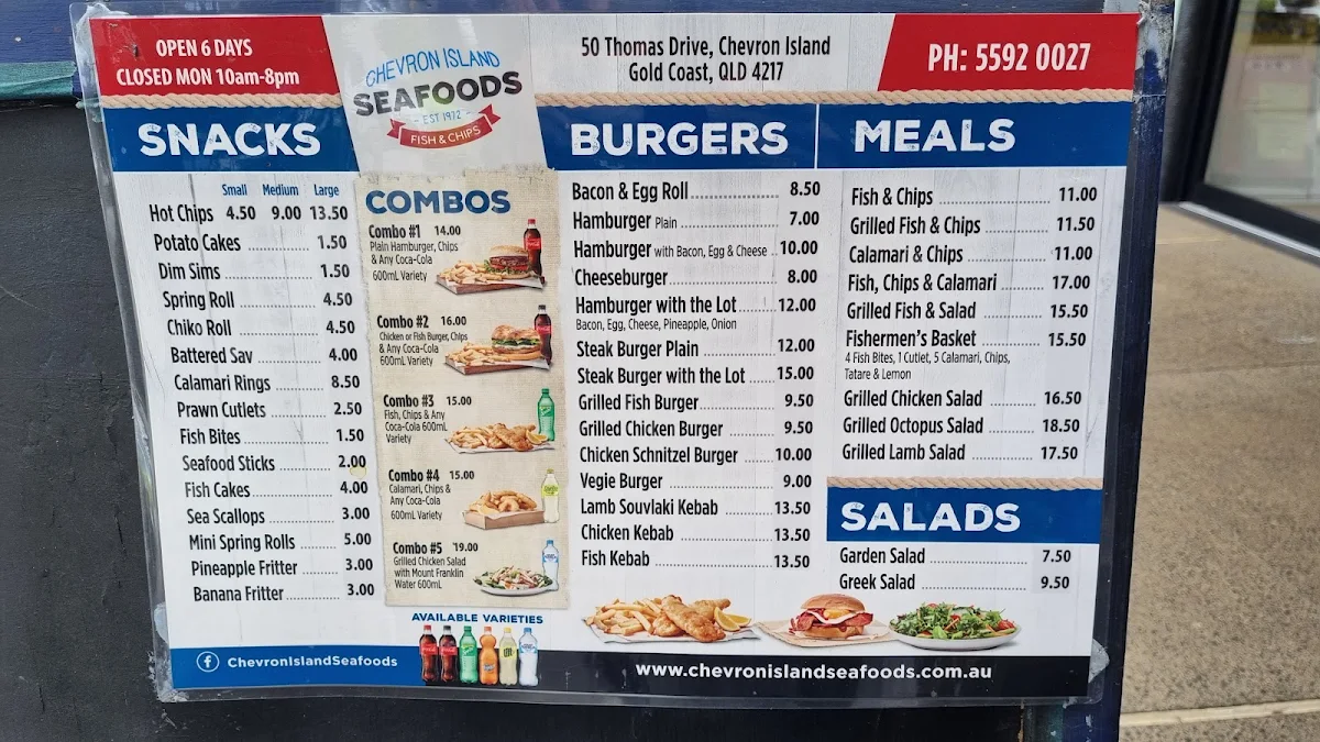 Menu, Chevron Island Seafoods