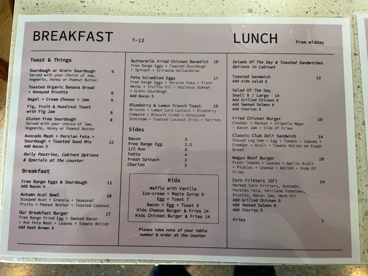 Menu, Gathering Co. Cafe