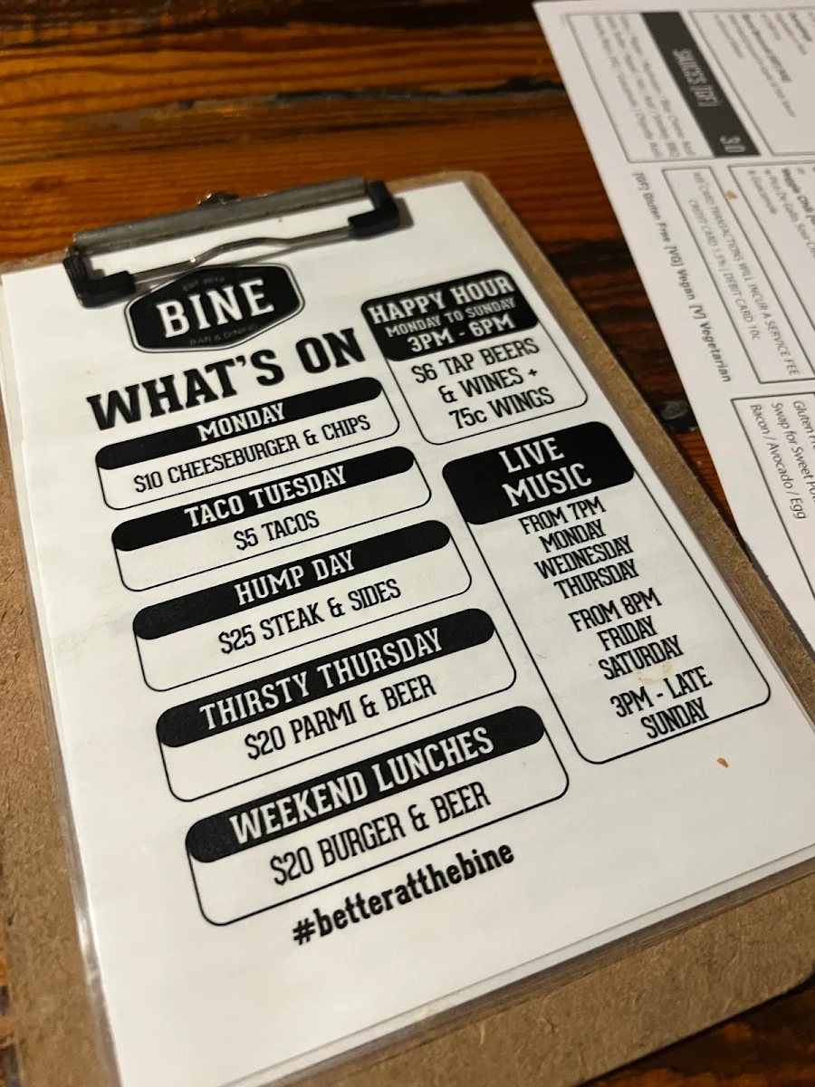 Menu, Bine Bar & Dining