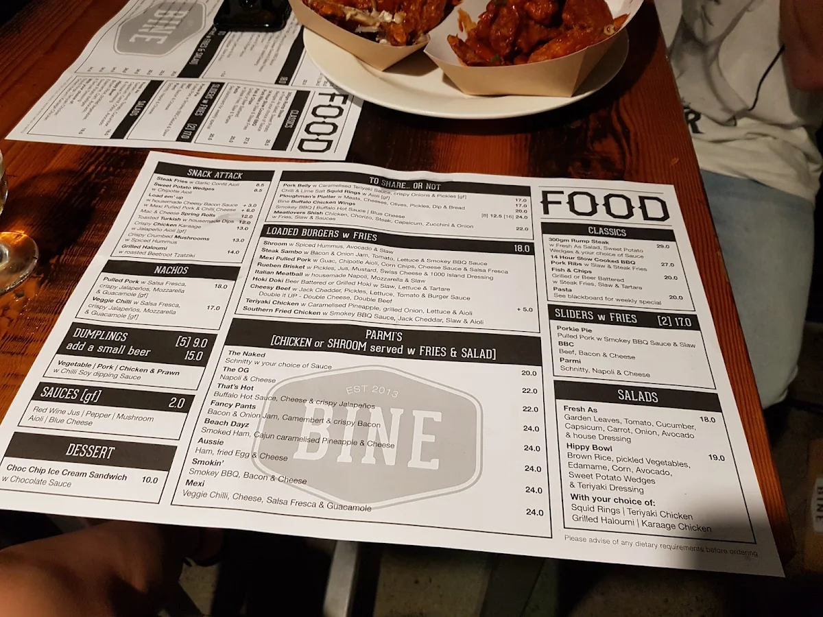 Menu, Bine Bar & Dining