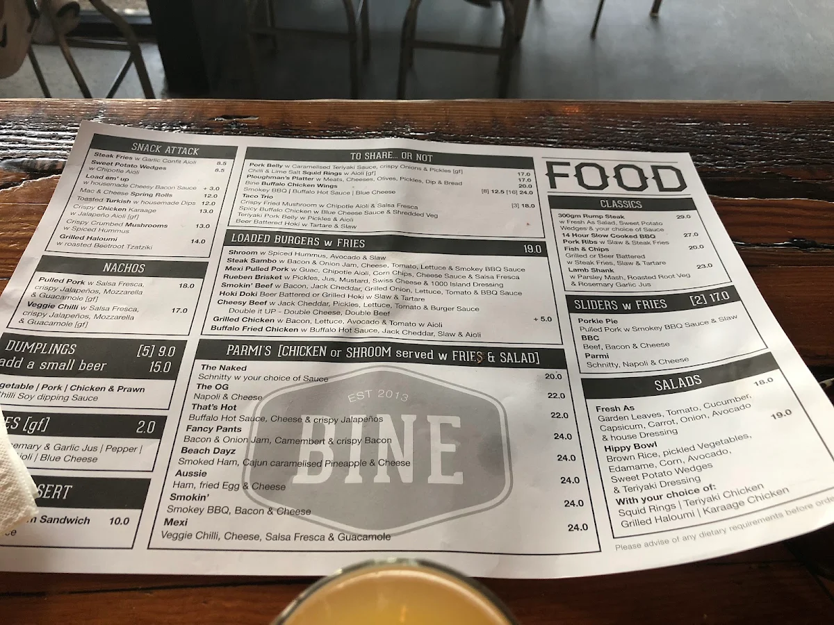 Menu, Bine Bar & Dining