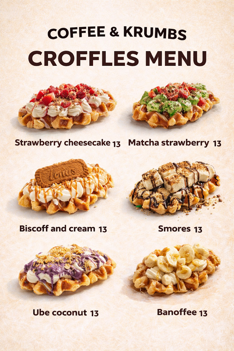 Menu, coffee & krumbs