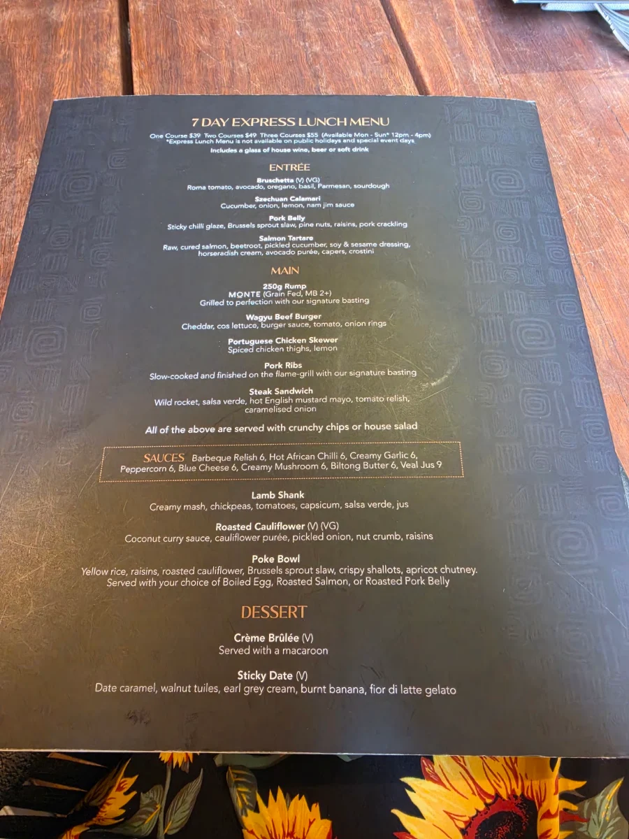 Menu, The Meat & Wine Co Hawthorn East