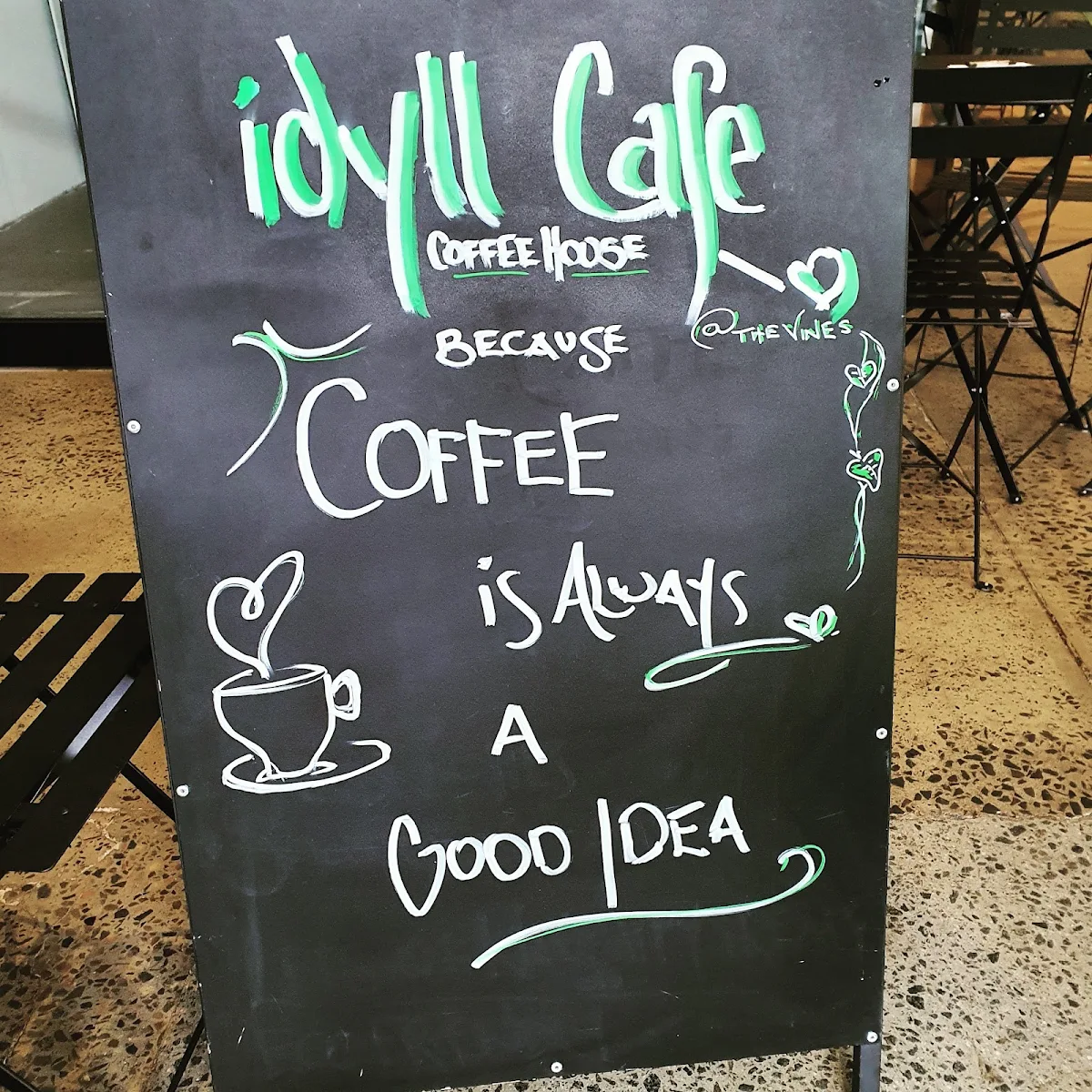 Menu, idyll Cafe