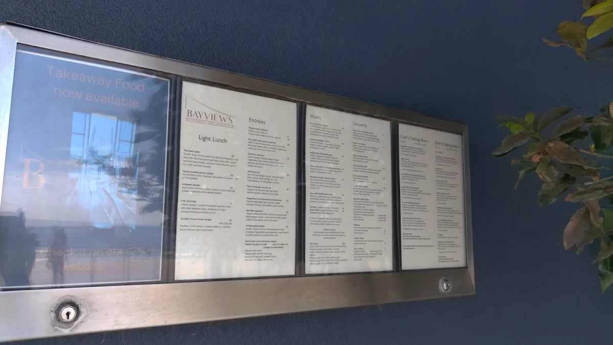 Menu, Bayviews Restaurant & Lounge Bar