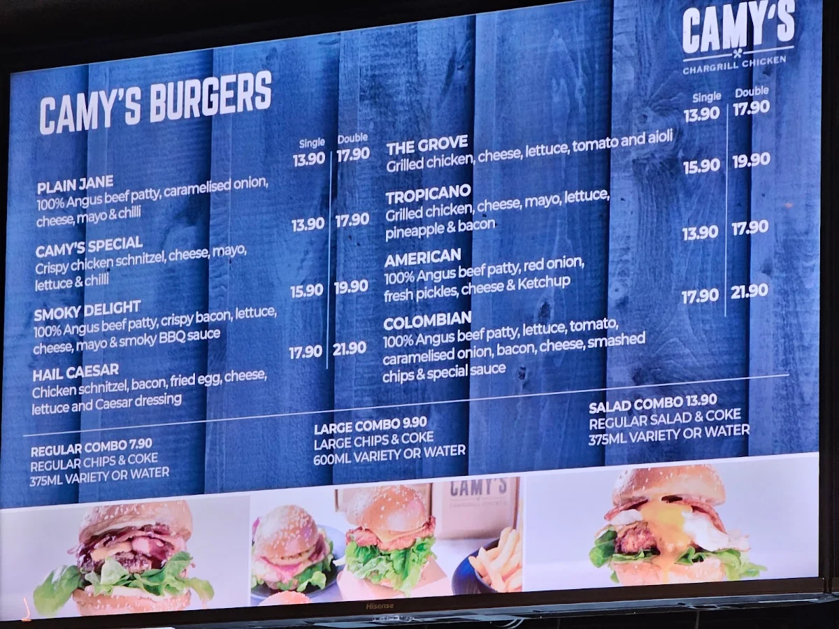 Menu, Camy’s Chargrill Chicken