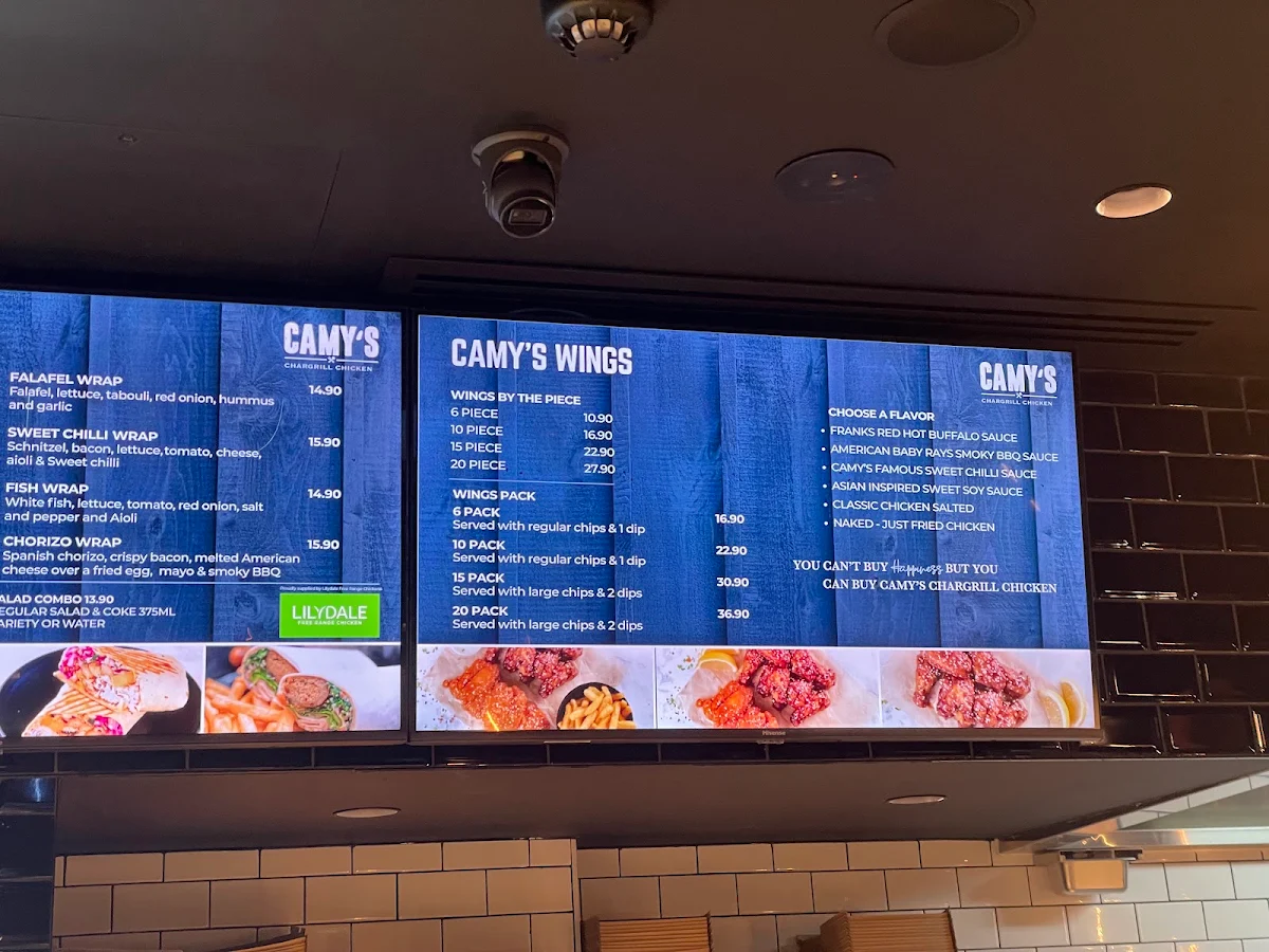 Menu, Camy’s Chargrill Chicken