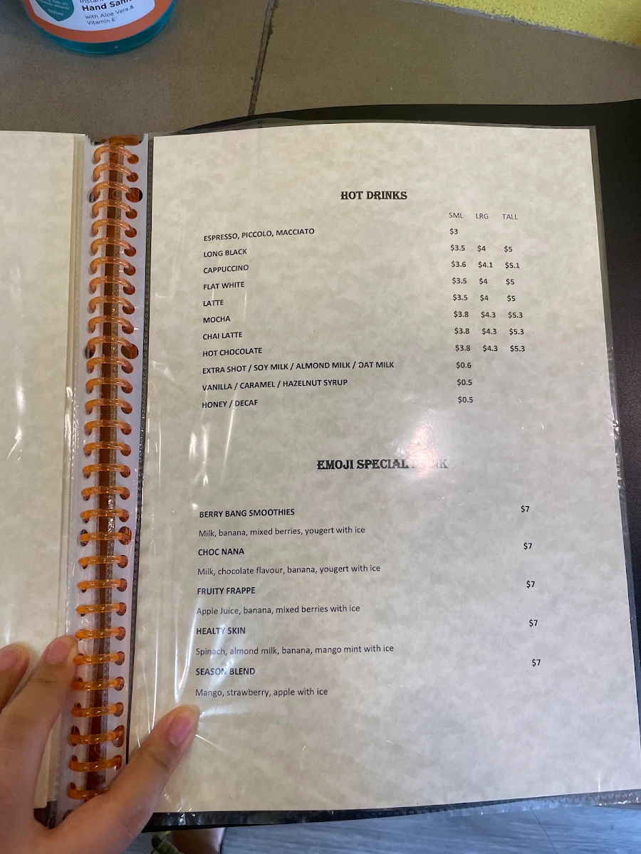 Menu, Emoji Cafe