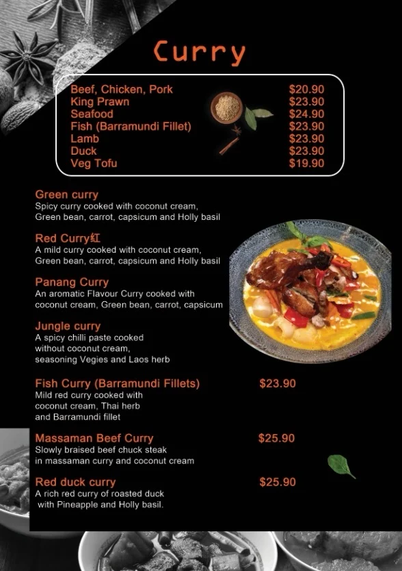 Menu, Golden Lotus Asian Cuisine