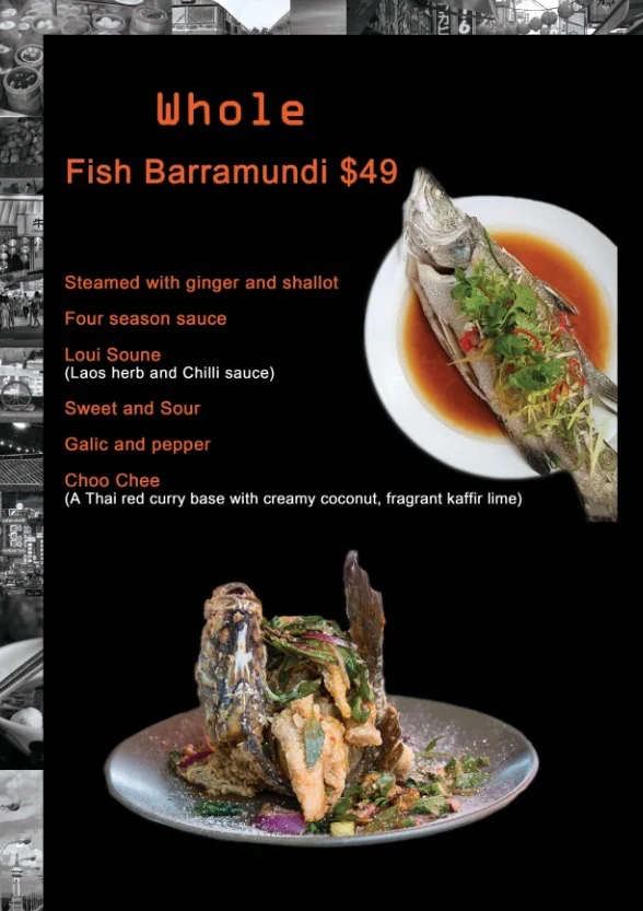 Menu, Golden Lotus Asian Cuisine