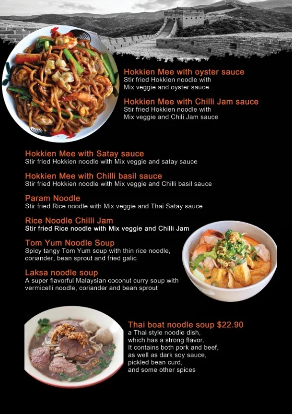 Menu, Golden Lotus Asian Cuisine