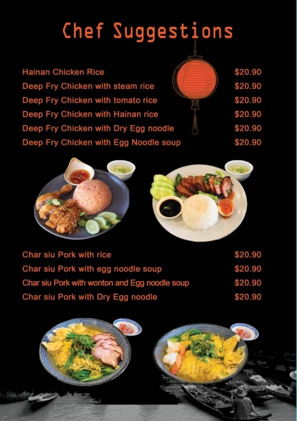 Menu, Golden Lotus Asian Cuisine