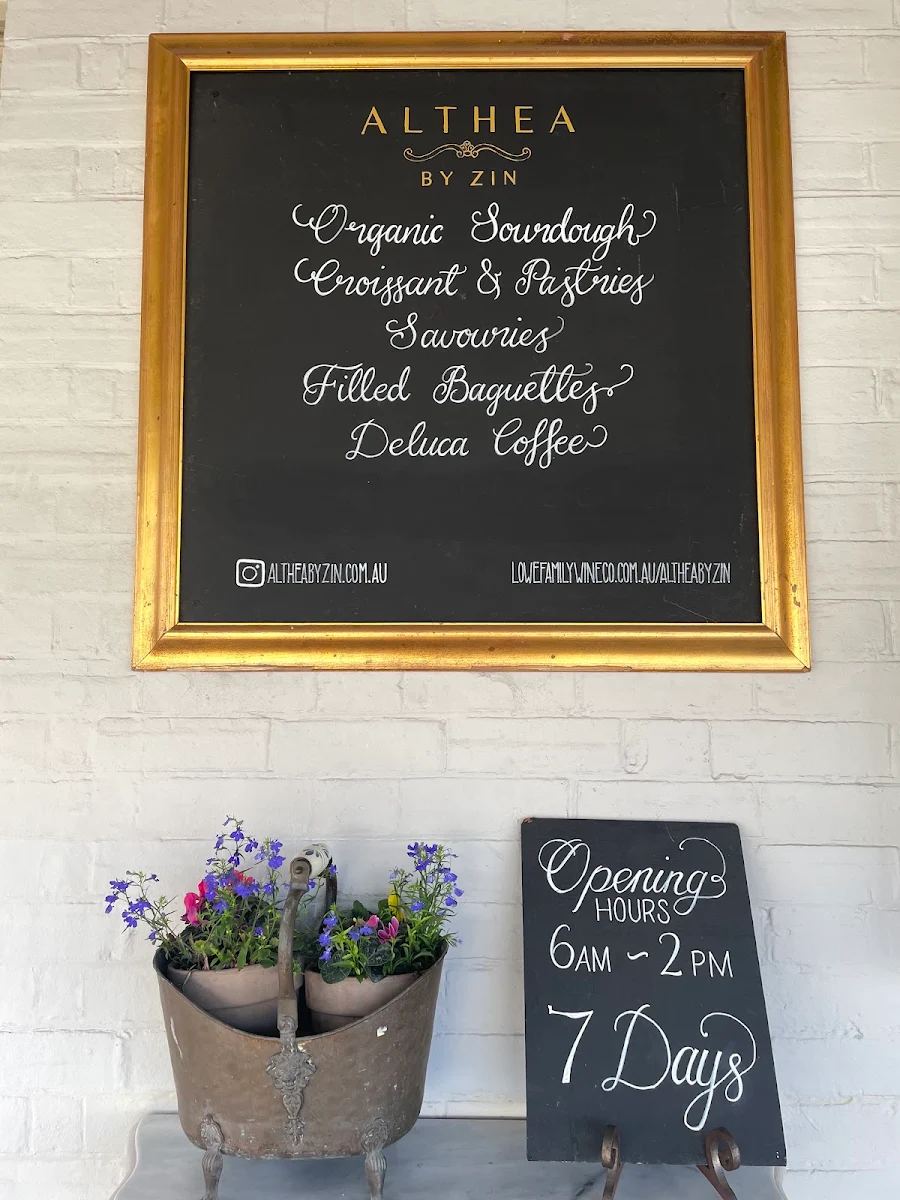 Menu, Althea by Zin