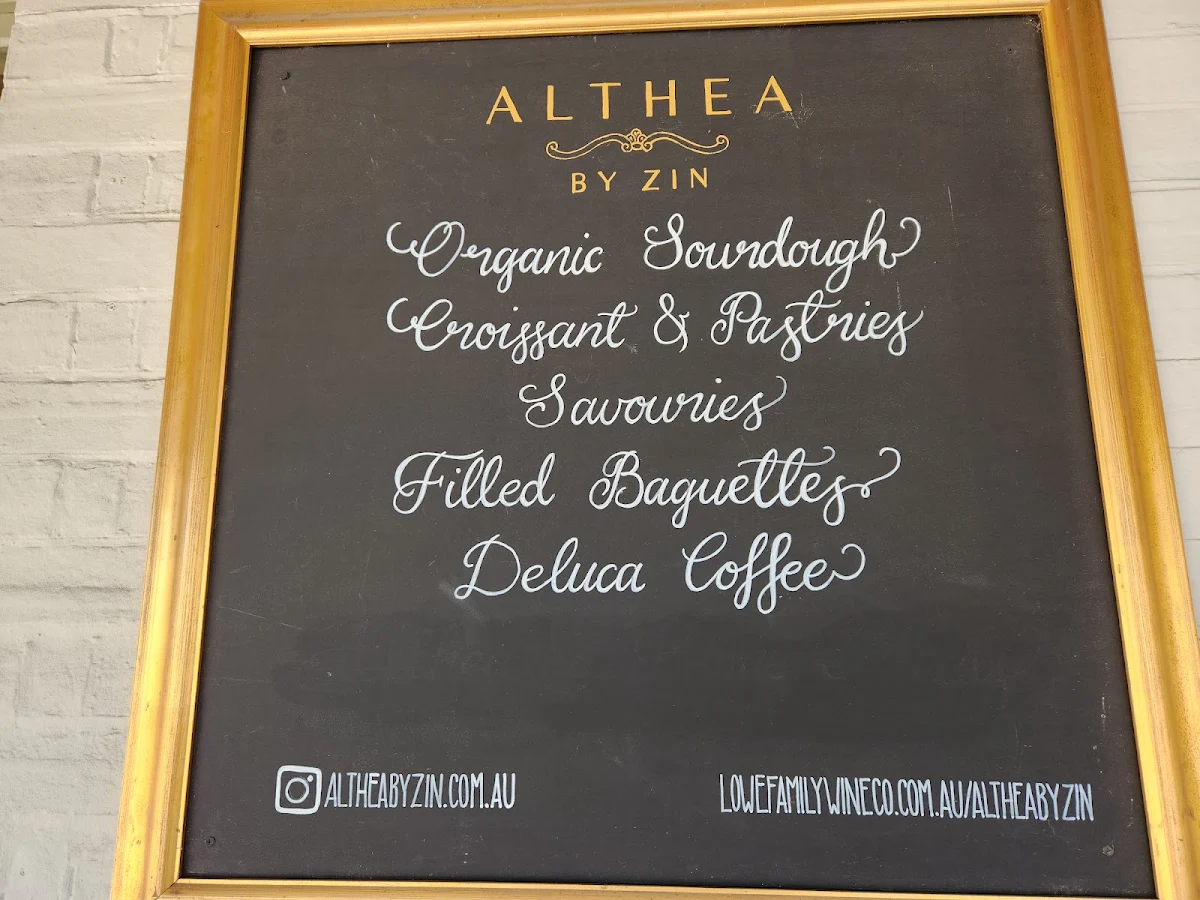 Menu, Althea by Zin