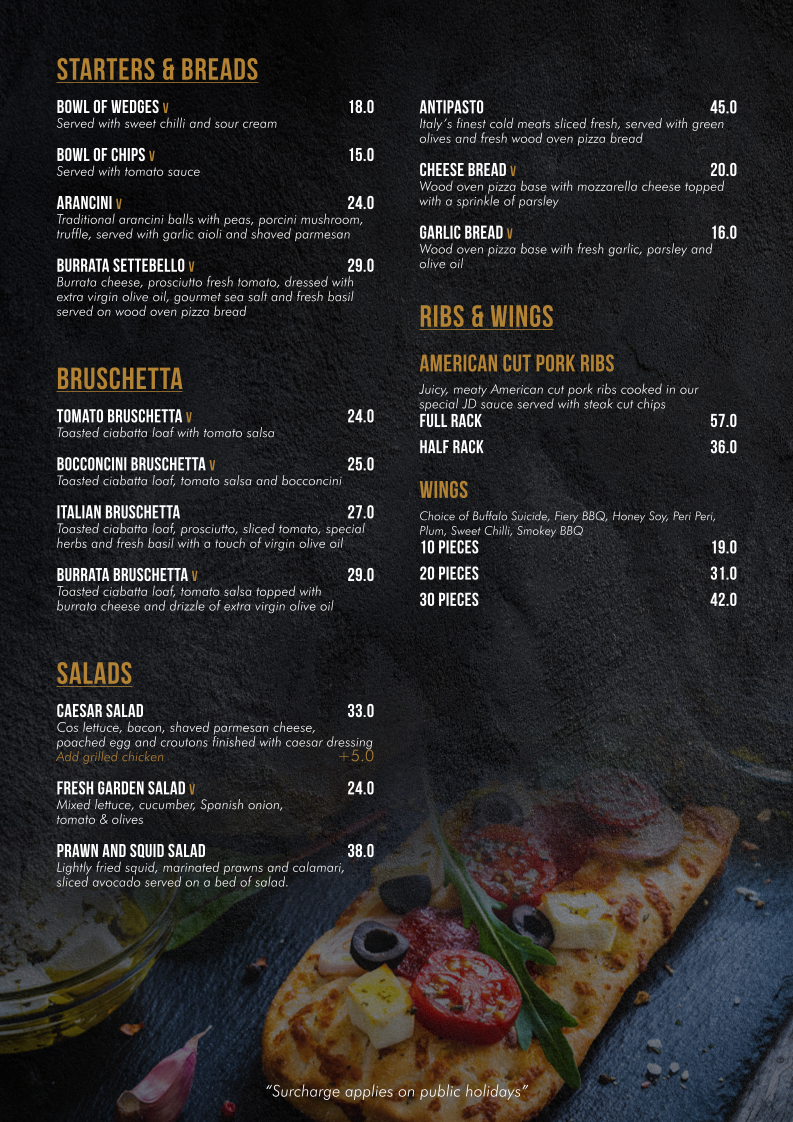 Menu, Cafe Settebello