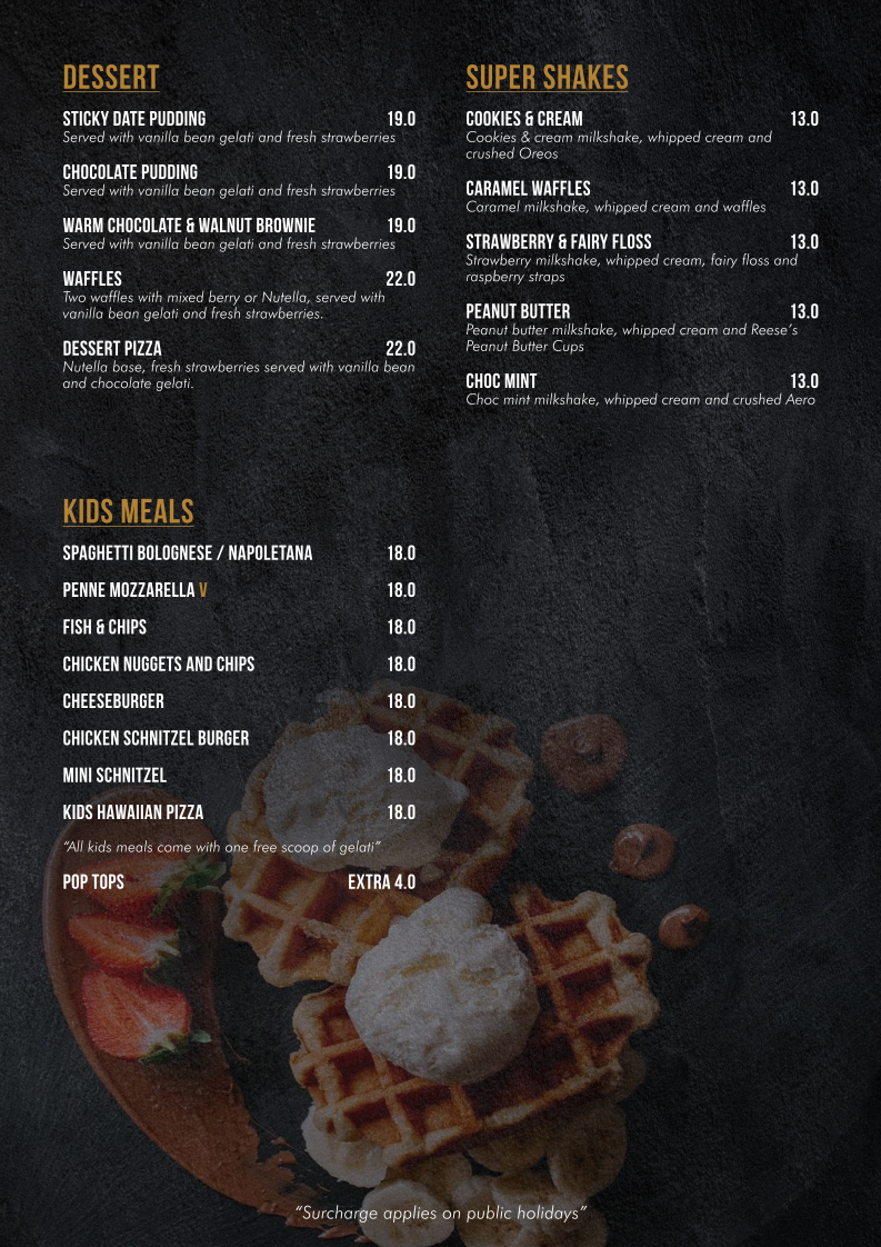 Menu, Cafe Settebello