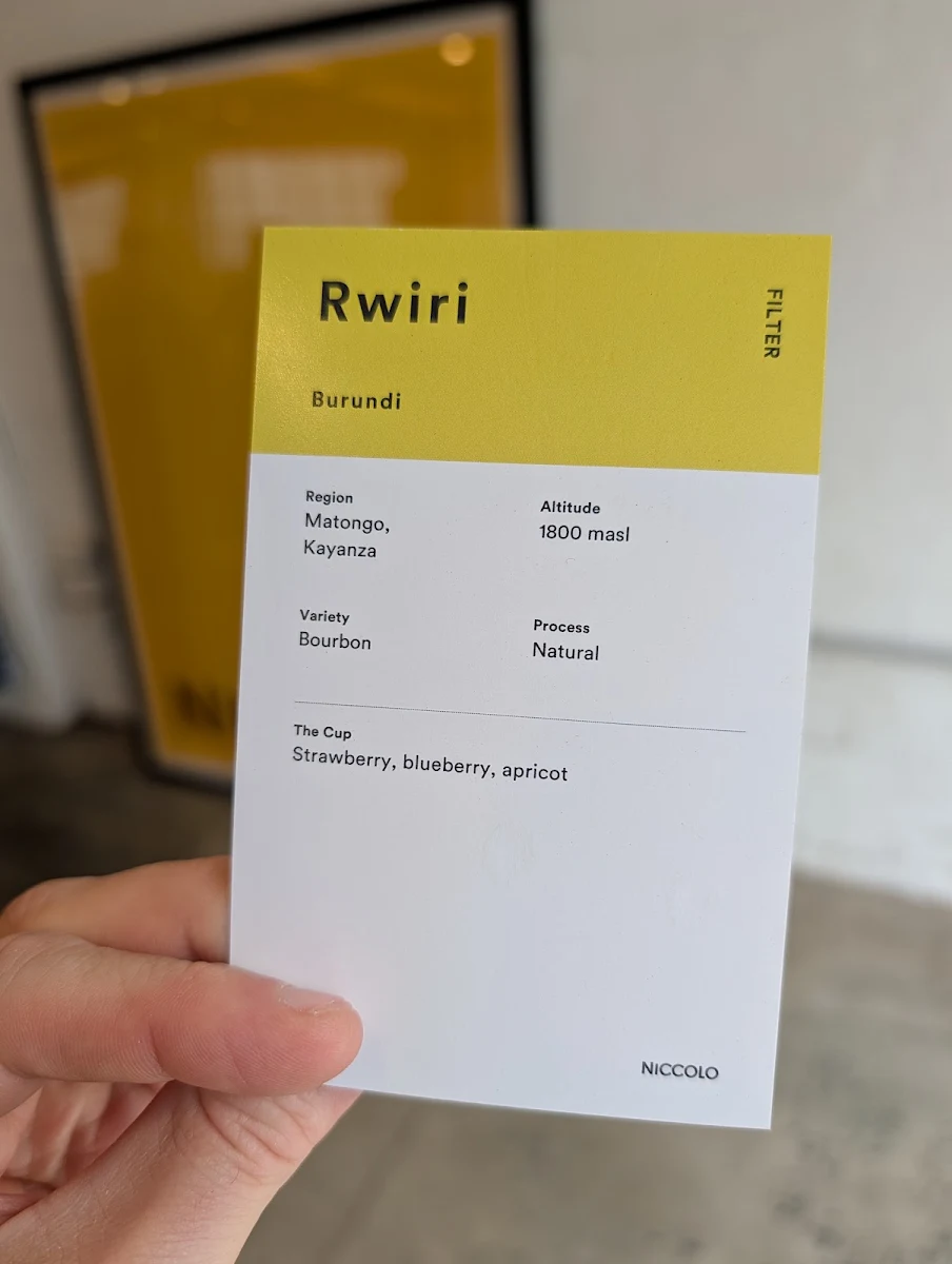 Menu, Niccolo Coffee