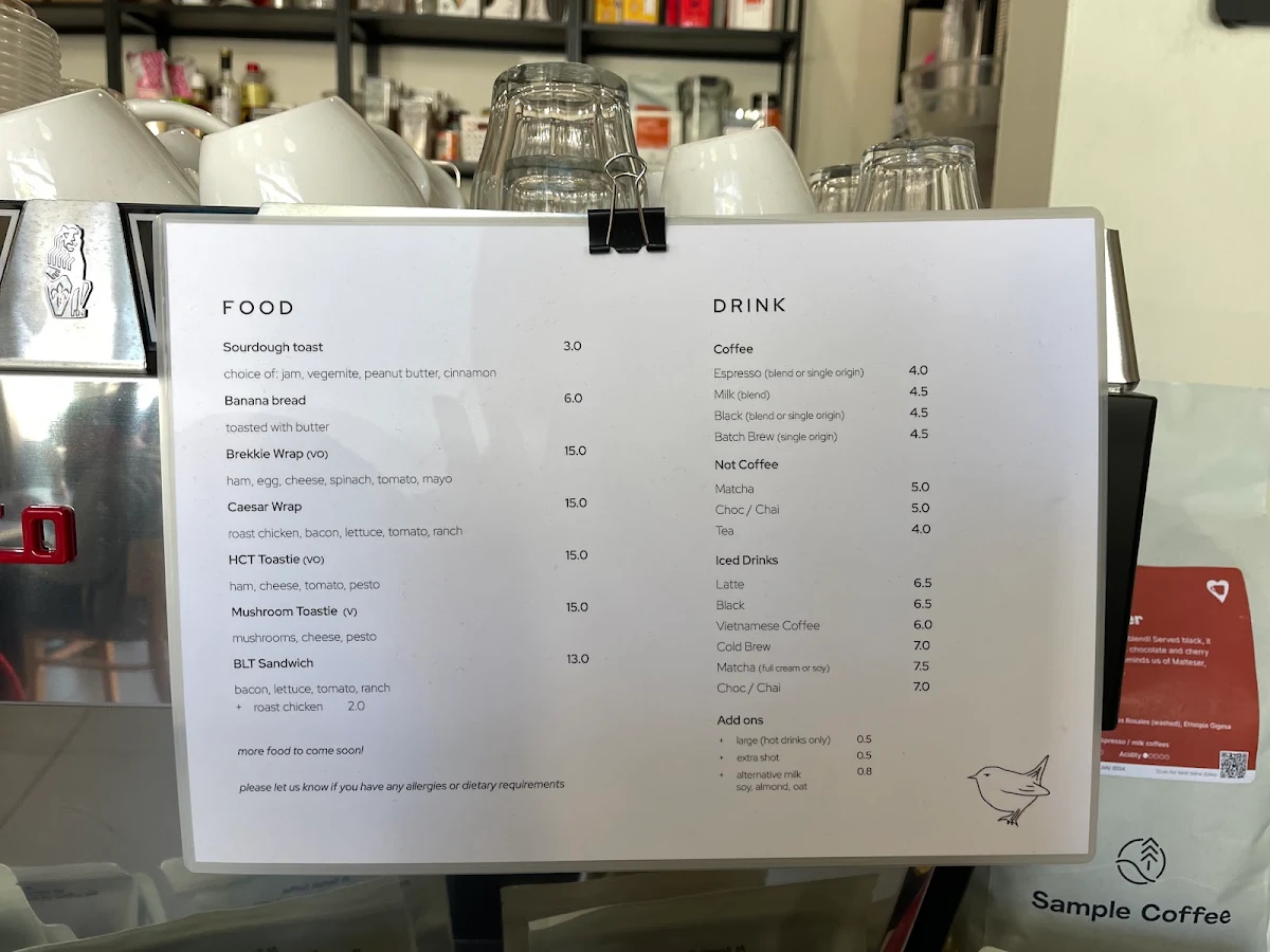 Menu, Incoming Cafe