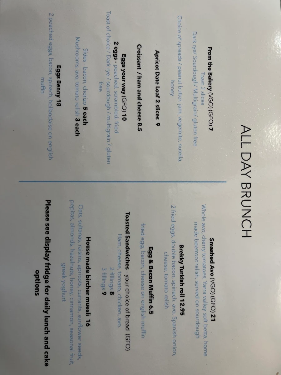 Menu, Cafe ONE 88