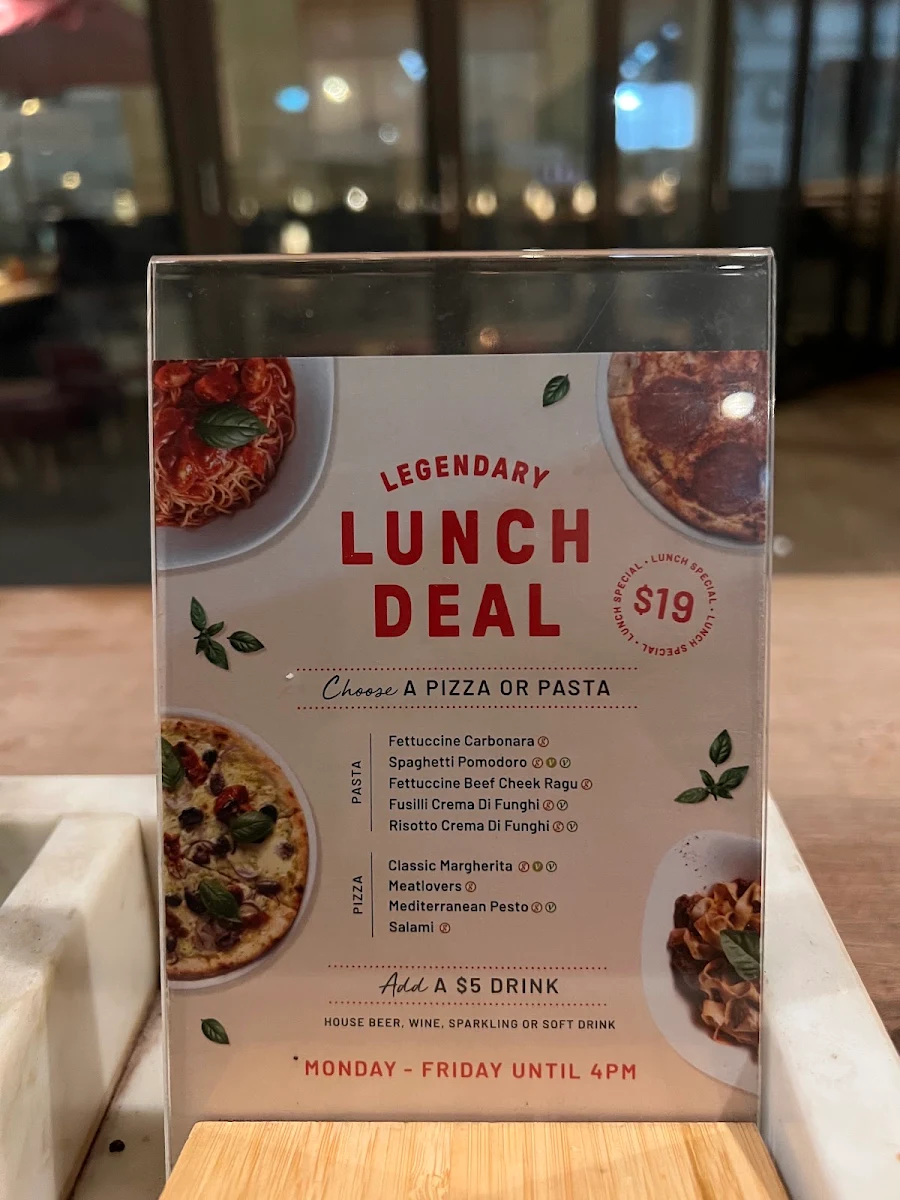 Menu, Vapiano Flinders Lane