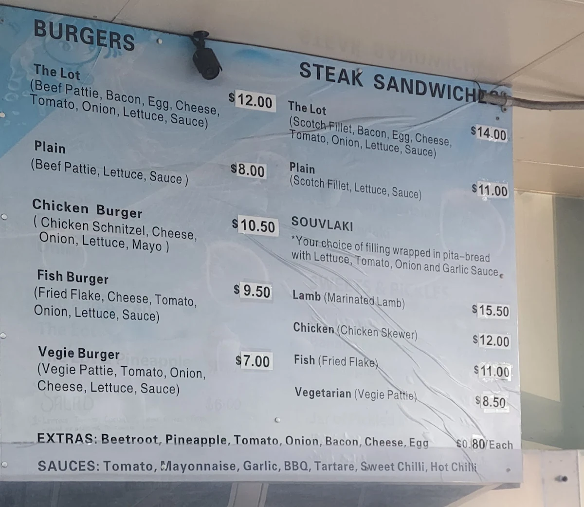 Menu, Pakenham Fish & Chips
