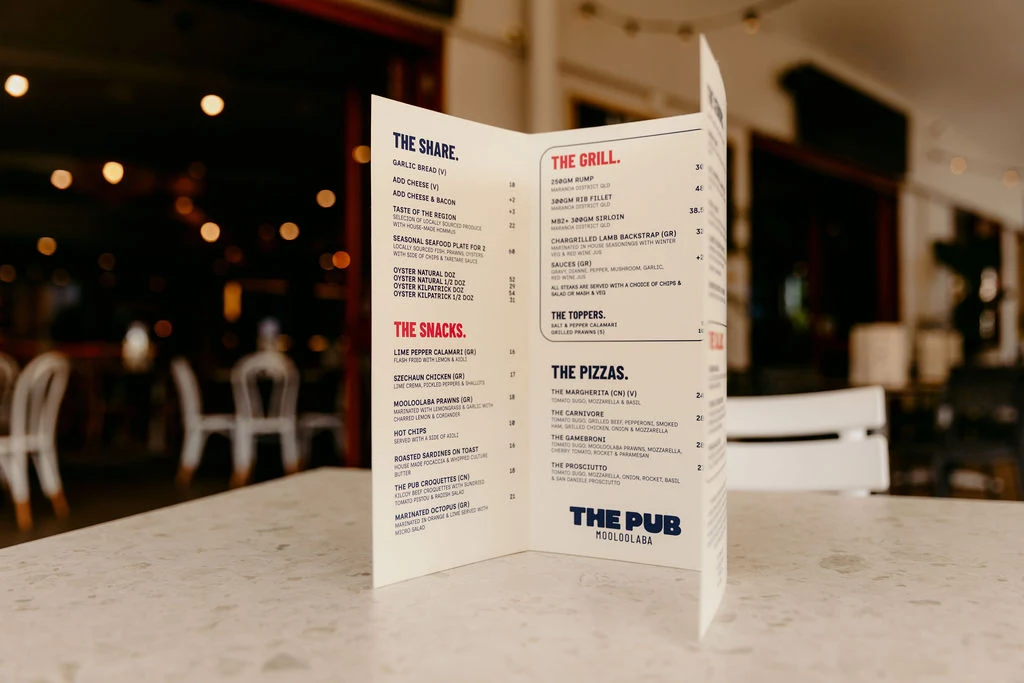 Menu, Pub Mooloolaba