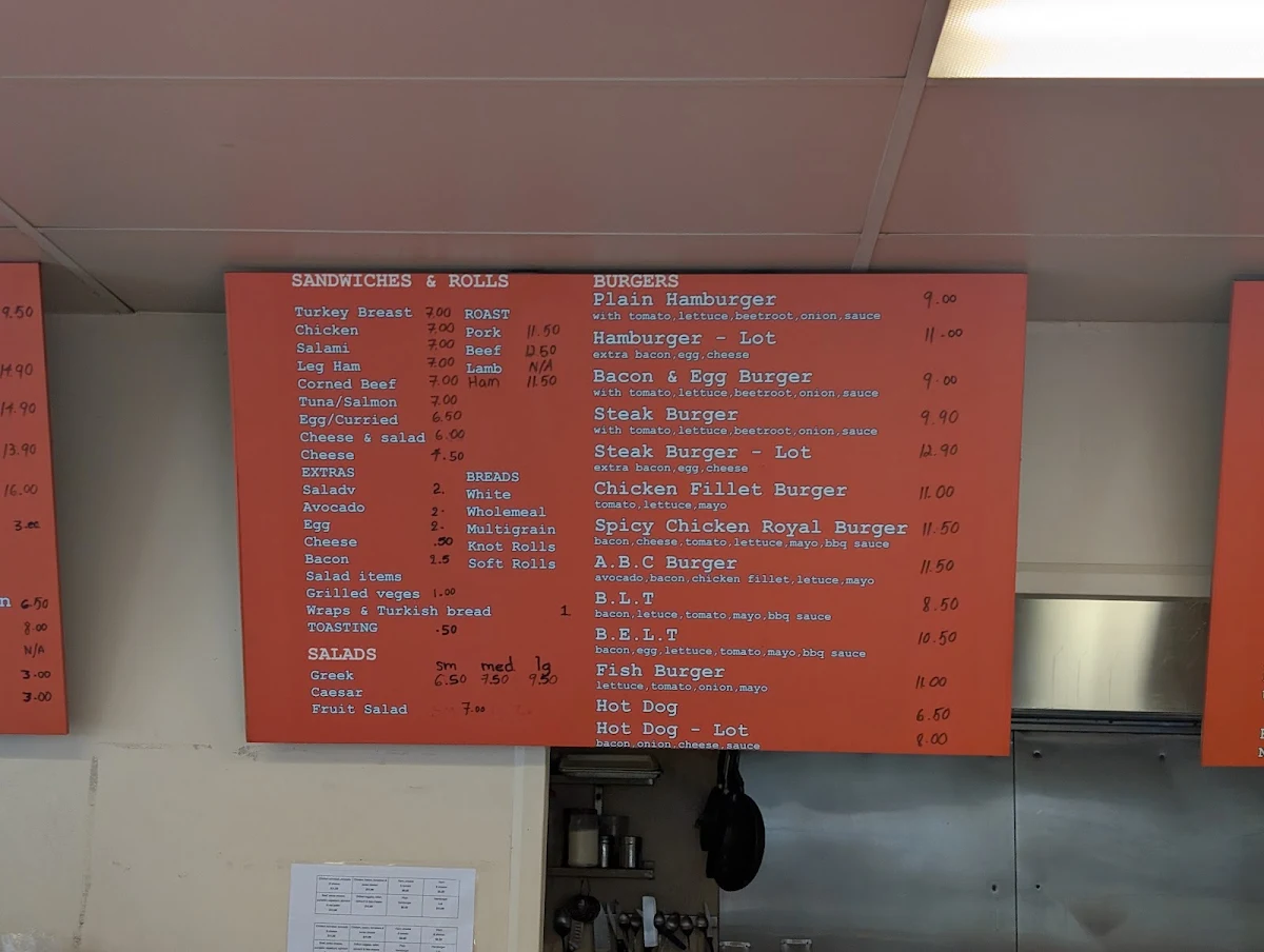 Menu, Murarrie Road Cafe Takeaway