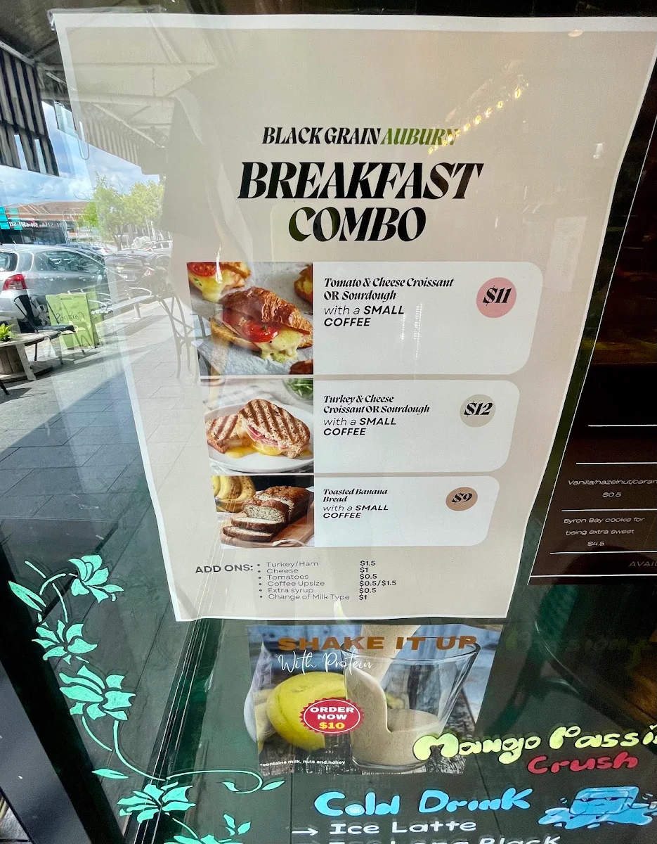 Menu, Black Grain Condell Park