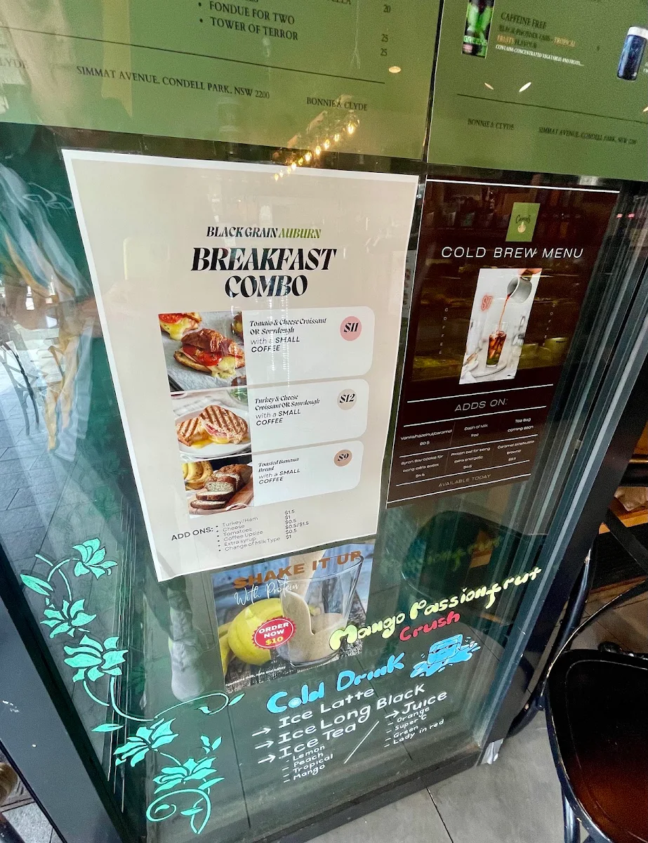 Menu, Black Grain Condell Park