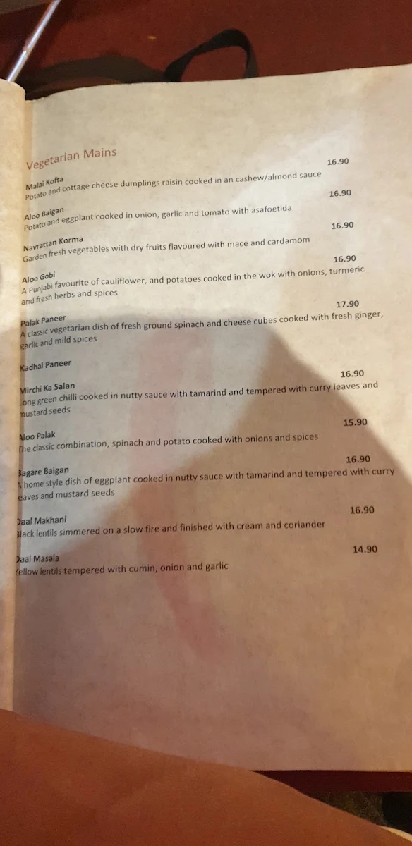 Menu, Mirchi