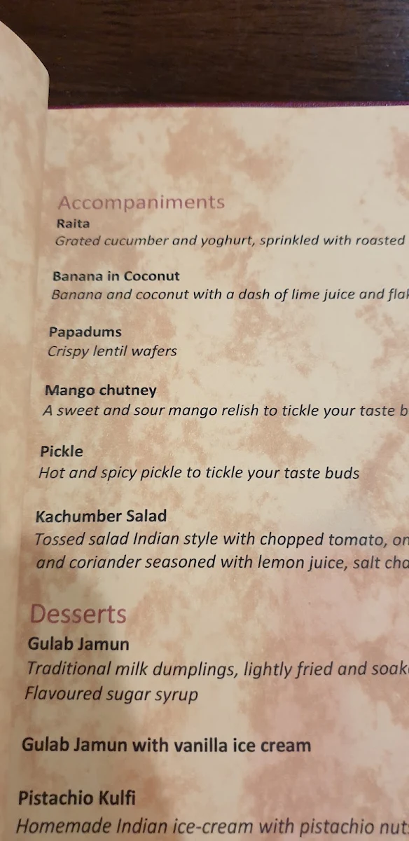 Menu, Mirchi