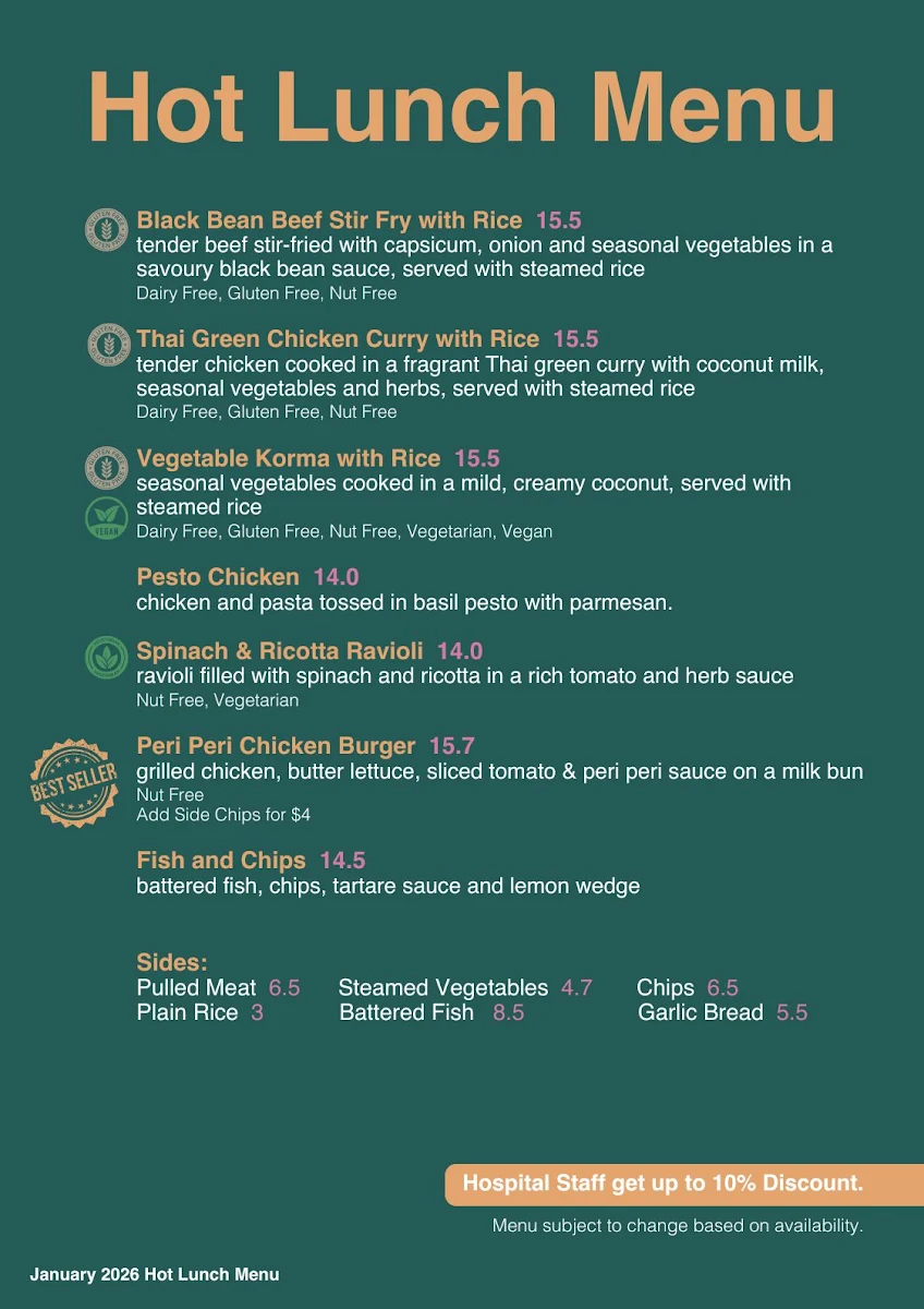 Menu, LifeGrain Sutherland