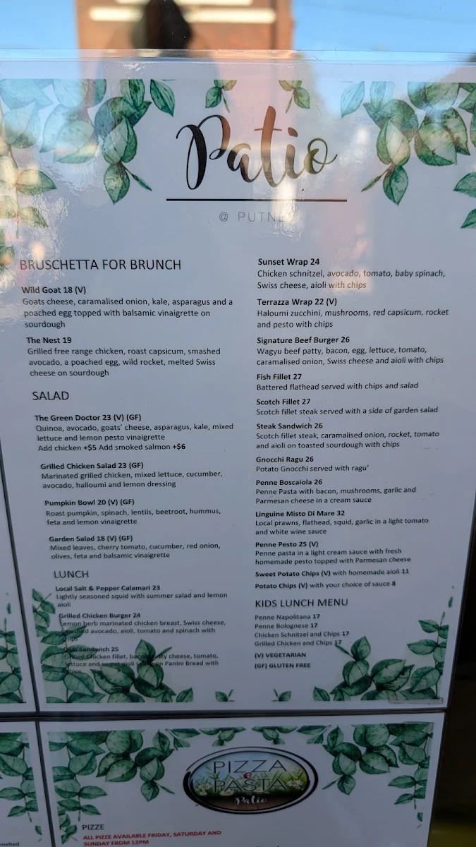 Menu, Patio